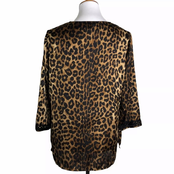 Jones New York Leopard Top 3/4 Sleeves Sz. PL - Picture 2 of 10
